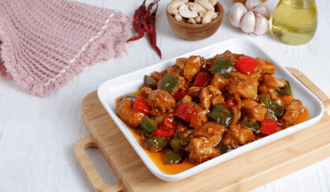 Kung Pao Chicken with Sauteed Bell Peppers
